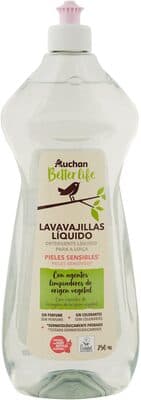 Auchan life liquide vaisselle zéro sans colorant 750ml