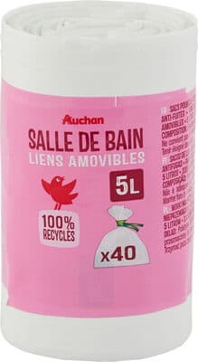 Sacs poubelle salle de bain liens amovibles 5 litres