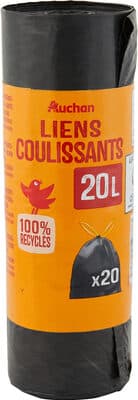 Sacs poubelle liens coulissants 20 litres x20 sacs