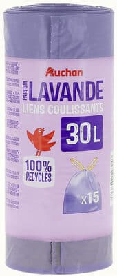 Sacs poubelle lavande liens coulissants 30 litres