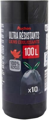 Sacs poubelle ultra-résistants liens coulissants 100 litres
