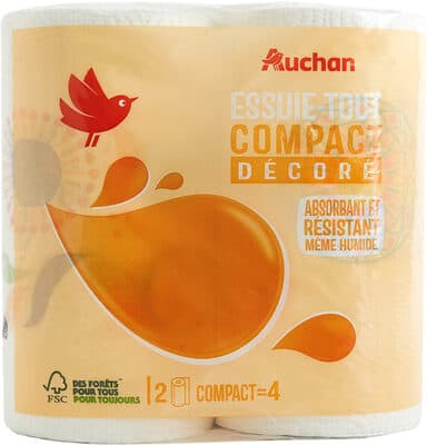 Essuie-tout compact, décoré, 2 plis
