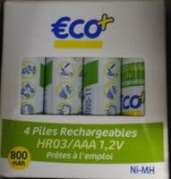 4 Piles rechargeables HR03/AAA 800 mAh