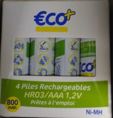 4 Piles rechargeables HR03/AAA 800 mAh