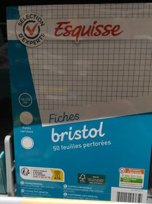 50 fiches bristol 148 x 210 mm blanches quadrillées 5x5 perforées