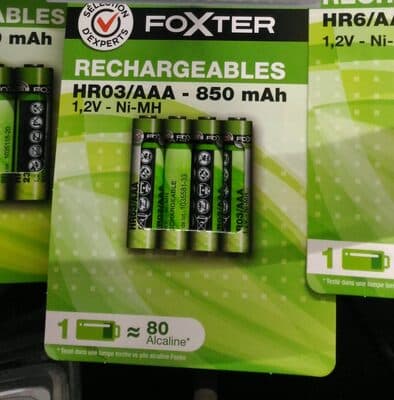 4 batteries HR03 850 mAh à supprimer