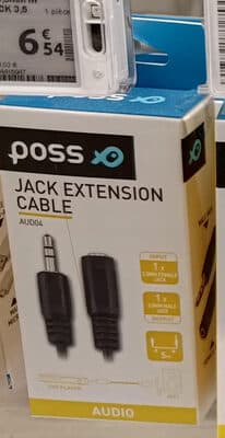 Jack extension cable 3.5mm female-male 5m