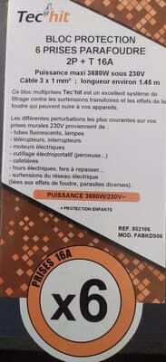 Bloc protection 6 prises parafoudre