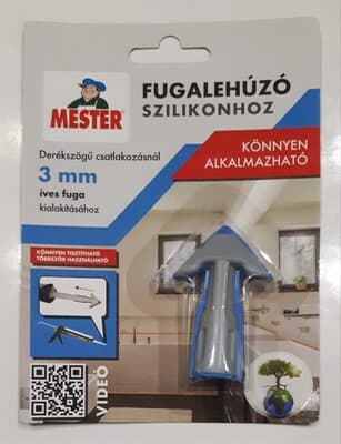 Fugalehúzó szilikonhoz 3 mm íves fuga kialakításához derékszögű csatlakozásnál