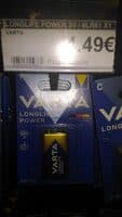 Varta Longlife power 9V alkaline batterijen