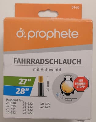 Fahrradschlauch mit Autoventil, 27"/28"