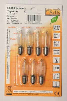 LED-Filament-Topkerze, warmweiß, E10