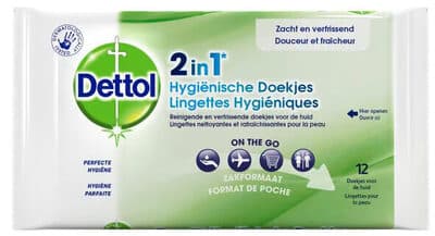 Dettol 2 In1 Hygienische Doekjes 12 Stuks