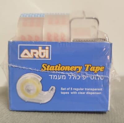סלוטייפ כולל מעמד 5 Rolls Tape size: 20m x 18mm x 40micro