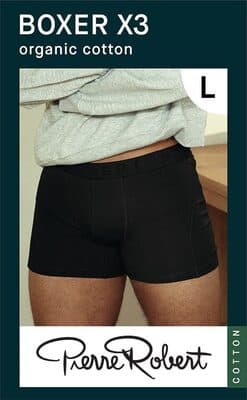 Cotton Boxer Men Black L Pierre Robert