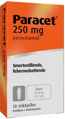 Paracet Stikkpille Barn 250mg 10stk