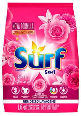 Lava Roupas em Pó Surf Rosas e Flor de Lis 1,6kg