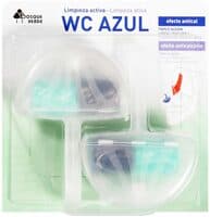 WC azul efecto lejía