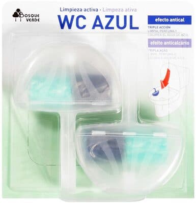 WC azul efecto lejía