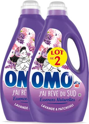 Omo Lessive Liquide Lavande & Patchouli 2l 40 Lavages Lot de 2