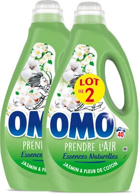 Omo Lessive Liquide Jasmin & Fleur de Coton 2l 40 Lavages Lot de 2