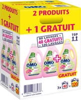 Omo Lessive Liquide Rose & Lilas Blanc x120 lavages - LOT 2+1