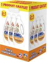 Omo Lessive Liquide Pêche & Pamplemousse x120 lavages- LOT 2+1