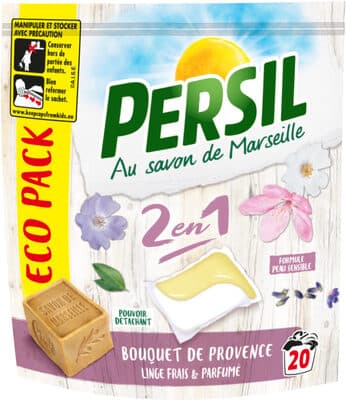 Persil Lessive Capsules 2 en 1 Bouquet de Provence Eco Pack 20 Dosettes