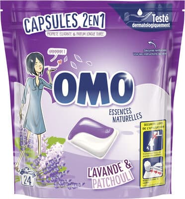 Omo Lessive Capsules 2en1 Lavande & Patchouli 24 Dosettes