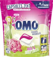Omo Lessive Capsules 2en1 Rose & Lilas Blanc 24 Dosettes