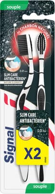 Signal Nature Elements Brosse à Dents Manuelle au Charbon Naturel Anti-bactérien Souple x2