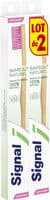 Signal Brosse à Dents Manuelle Manche en Bambou 100% Naturel Extra Souple x2