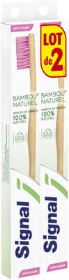 Signal Brosse à Dents Manuelle Manche en Bambou 100% Naturel Extra Souple x2
