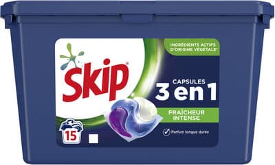 Skip 3en1 Lessive Capsules Fraîcheur Intense 15 Lavages