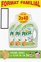 Persil Lessive Liquide Peau Sensible Amande Douce Lot 3 X 2L - 120 Lavages