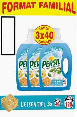 Persil Lessive Liquide l'Essentiel Lot 3 X 2 L - 120 Lavages