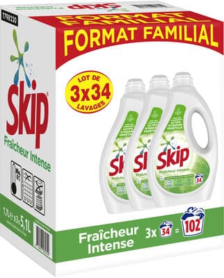 Skip Lessive Liquide Fraîcheur Intense Lot 3x1,7l - 102 Lavages
