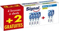 Signal Brosse à Dents Shiny White Medium Lot de 6(4+2 Gratuits)