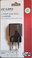 2 port Gan Wall Charger 20w