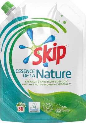 Skip Essence De La Nature Lessive Liquide Eco Label Recharge 1,98l 36 Lavages Recharge