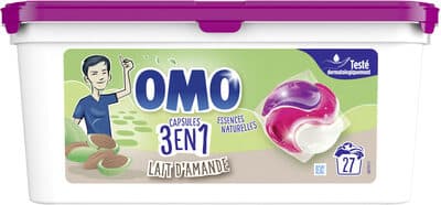 Omo Lessive Capsules 3en1 Lait d'Amande 27 Lavages