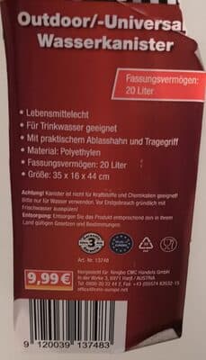 Outdoor-/Universal-Wasserkanister 20 l