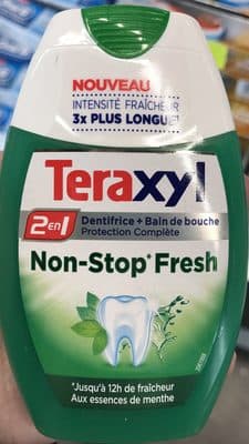 Teraxyl - 2 en 1 - Dentifrice + Bain de Bouche - Non-Stop Fresh aux essences de Menthe