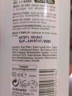Gel de baño olive oil