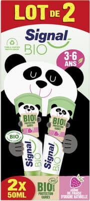 Signal Dentifrice Bio Enfants 3-6 ans Fraise 2x50ml