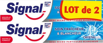 Signal Dentifrice Soin Fraîcheur & Blancheur Crystal Gel 2x75ml