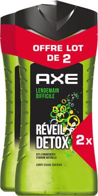 Axe Gel Douche Homme 3-en-1 Lendemain Difficile Réveil Détox 2x250ml