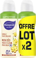 Monsavon Anti-Transpirant Femme Spray Compressé Vanille Toute Délicate 2x100ml
