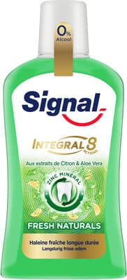 Signal Integral 8 Bain de Bouche Antibactérien Fraîcheur Naturelle aux Extraits de Citron & d'Aloe Vera Flacon 500ml
