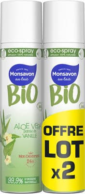 Monsavon BIO Déodorant Femme Spray Aloe Véra Vanille 2x75ml